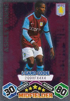 Ashley Young Aston Villa 2009/10 Topps Match Attax i-Card Code #35
